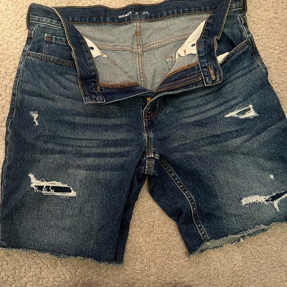 men’s slim blue jean shorts